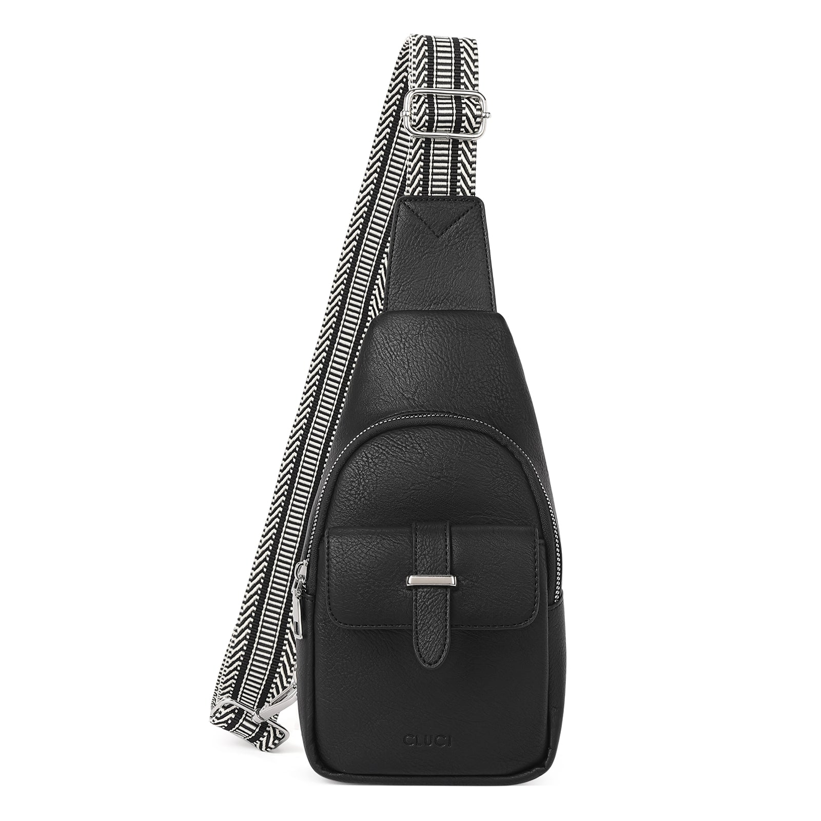 CLUCI Small Faux Leather Sling Bag Fashion Waist Packs with Guitar Strap for Women