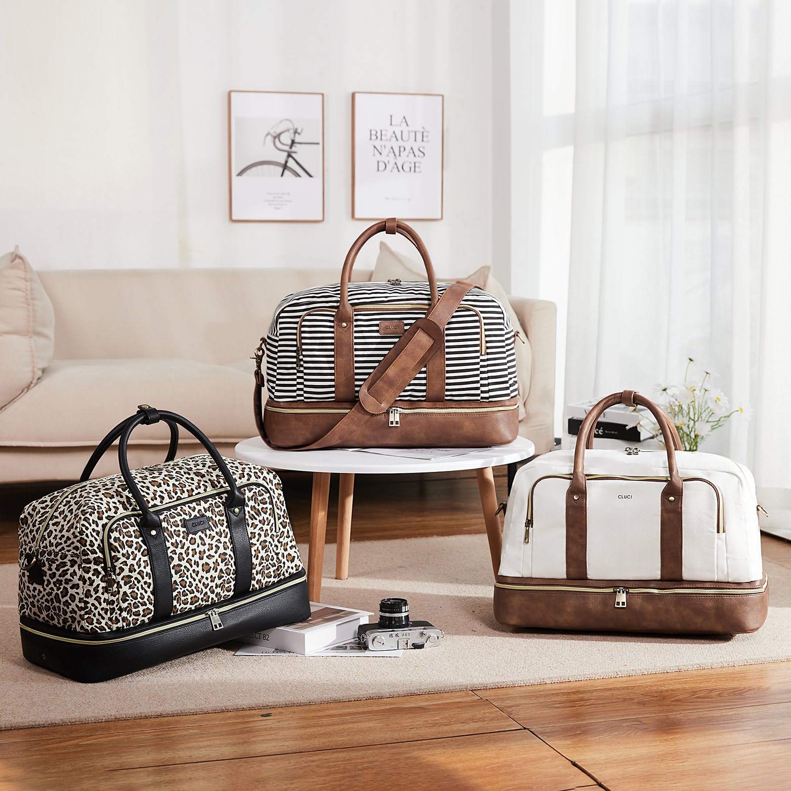 CLUCI Weekender Bags for Women Travel Carry on Bags Overnight Bag with Shoe Compartment