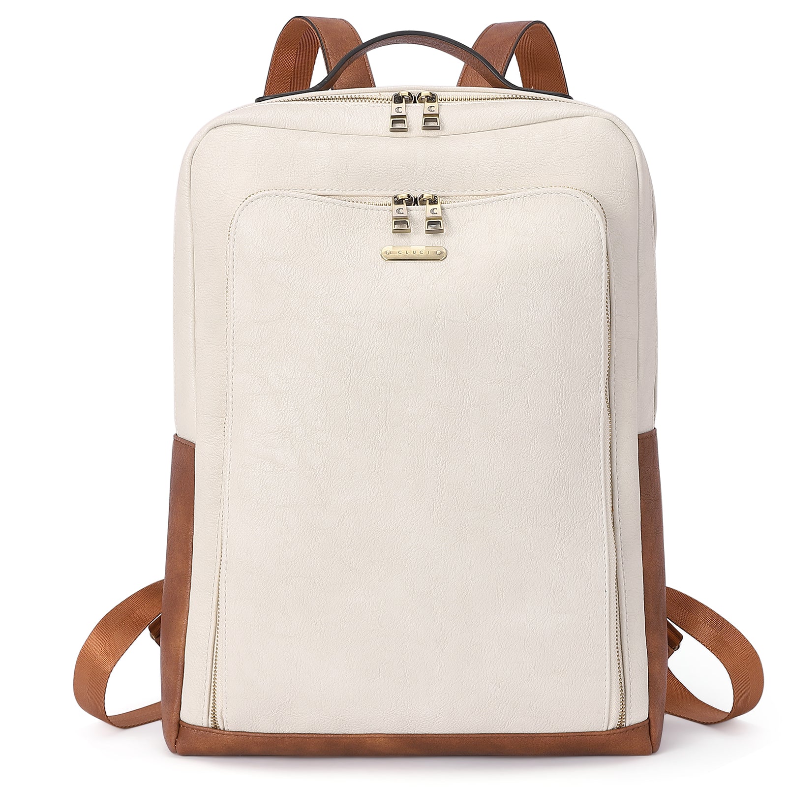 CLUCI Leather Laptop Backpack for Women 15.6 inch Computer Bag Large Travel Vintage College Daypack Business Bags