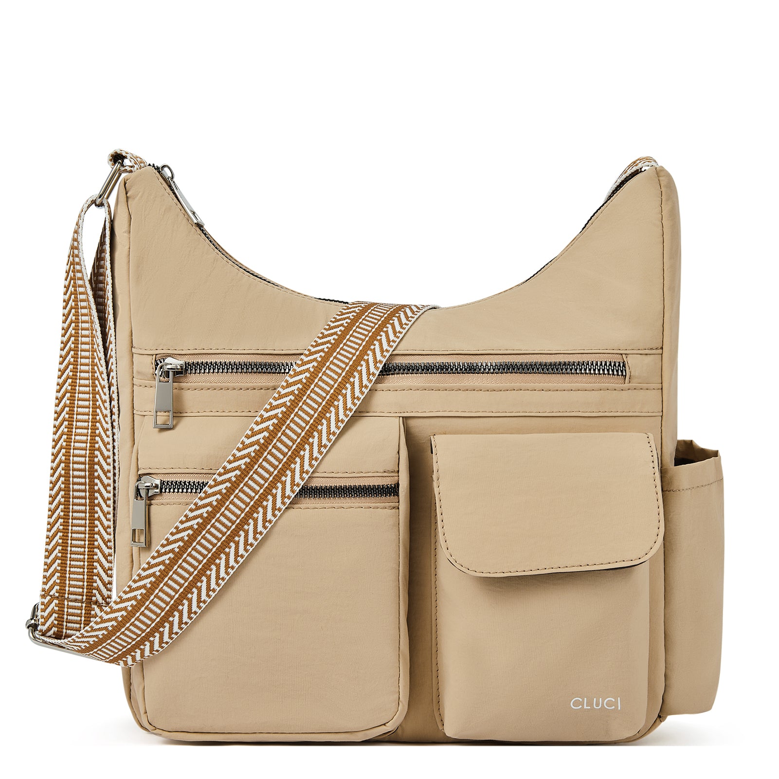 CLUCI Travel Purses for Women, Waterproof Nylon Crossbody Bags for Woman Trendy, Anti Theft Shoulder Bag for Ladies, Khaki