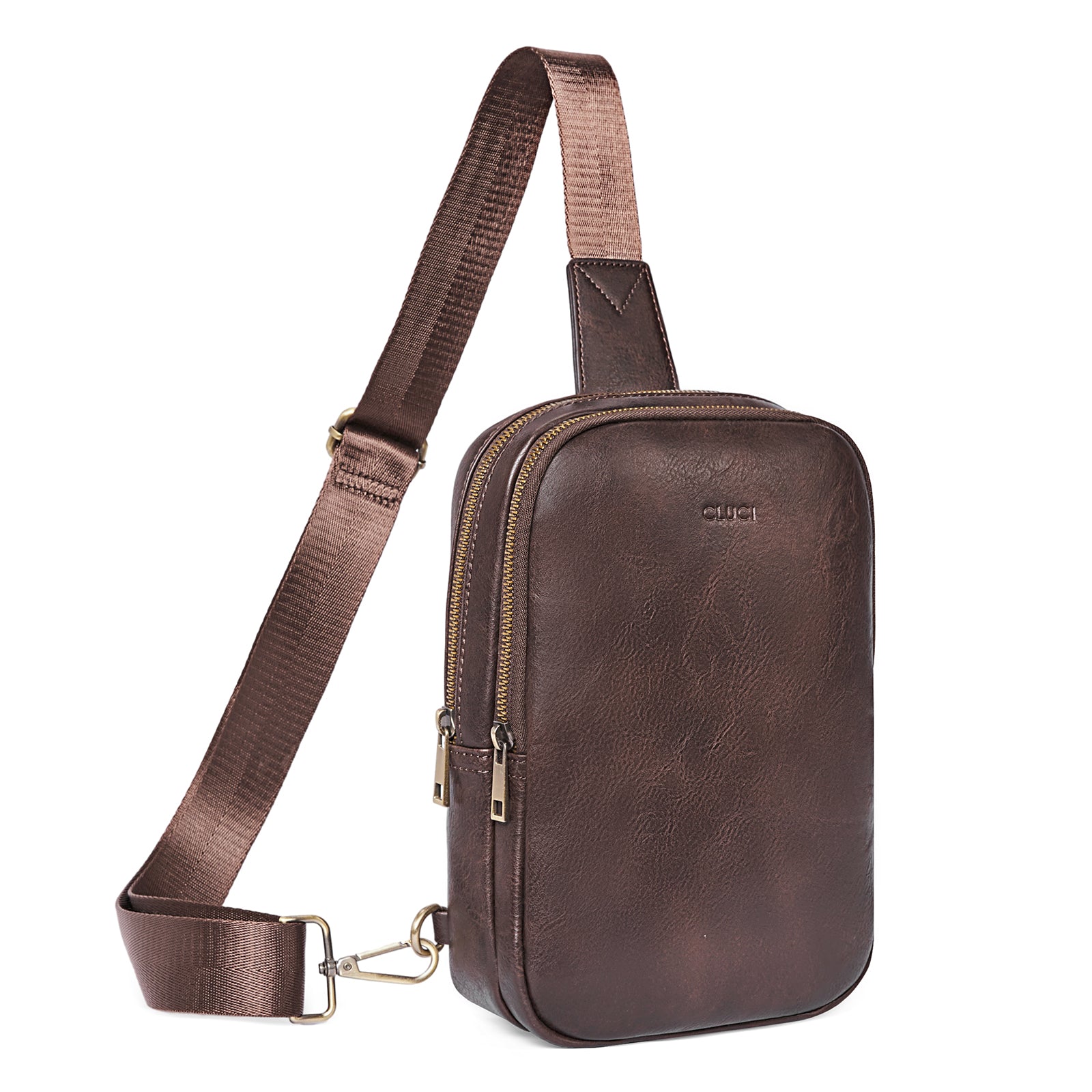 CLUCI Leather Large Sling Bag Crossbody Bag for Women Chest Bag for Travel