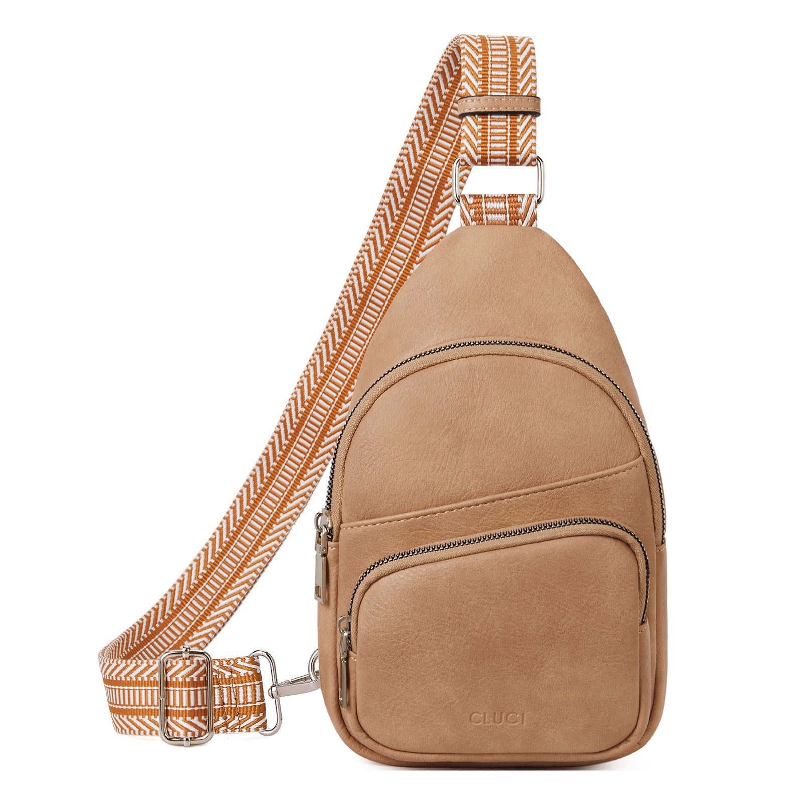 CLUCI Leather Sling Bag With Guitar Strap