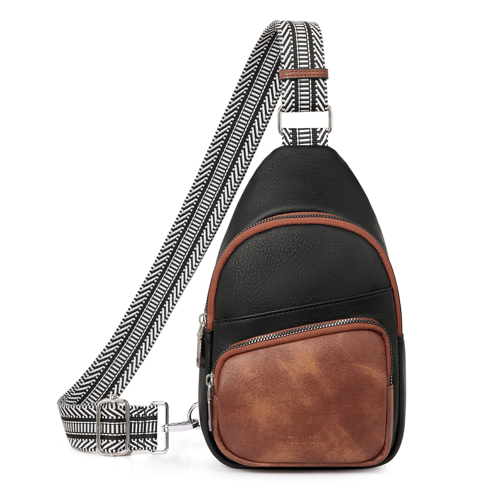 CLUCI Leather Sling Bag With Guitar Strap