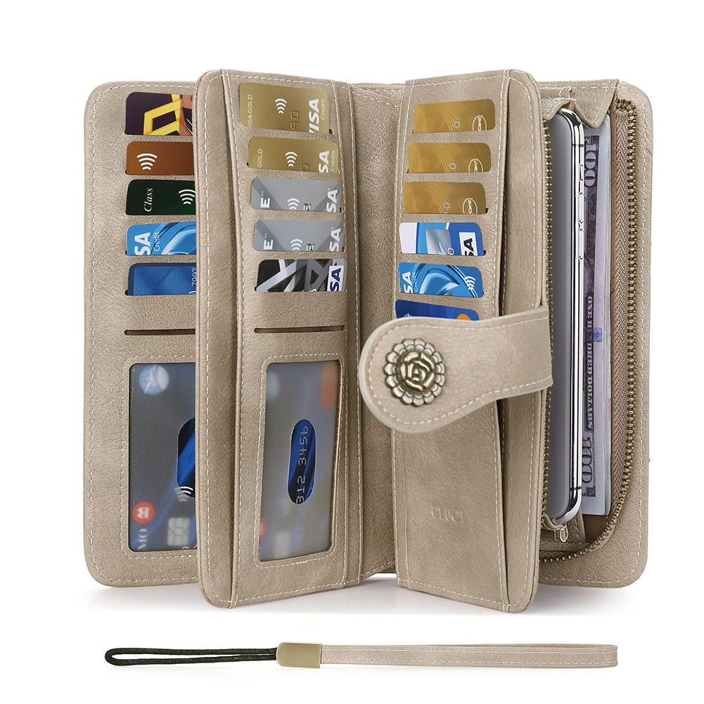 Echo Large Capacity Tri-Fold Wallet With Wrist Strap For Women