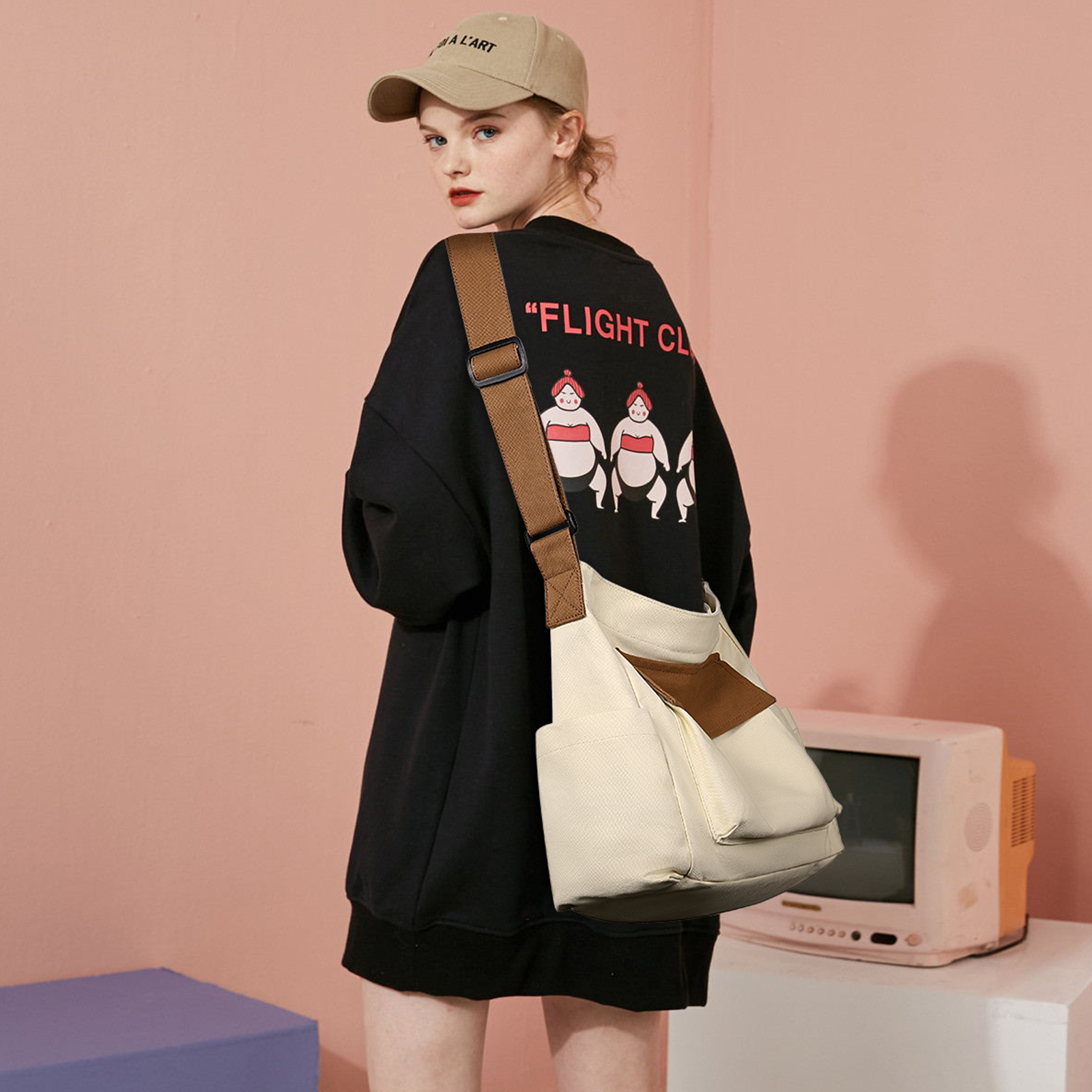 Canvas Messenger Bag Large Hobo Crossbody Bag Tote Bag for Women and Men hippie bag side bag satchel bags Shoulder bags