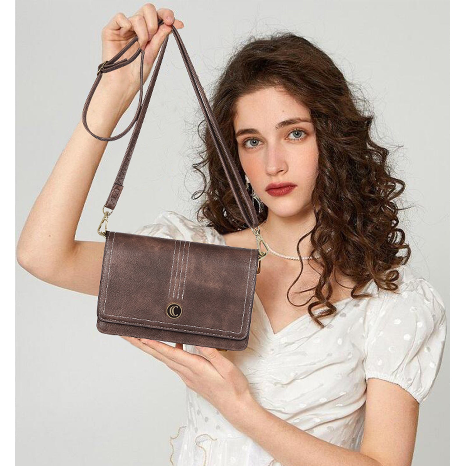 CLUCI Crossbody Purse for Women, Wristlet Wallet, Small Shoulder Bag with Card Slots, Leather Flap Cell phone Clutch