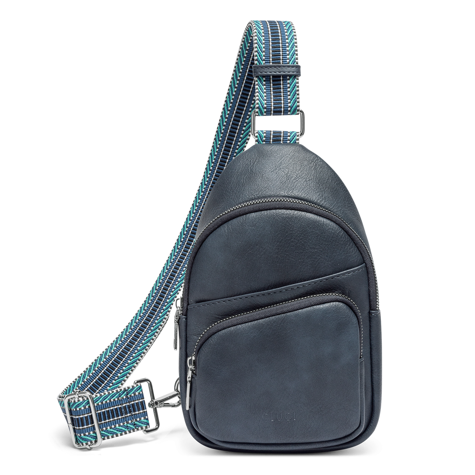 CLUCI Leather Sling Bag With Guitar Strap