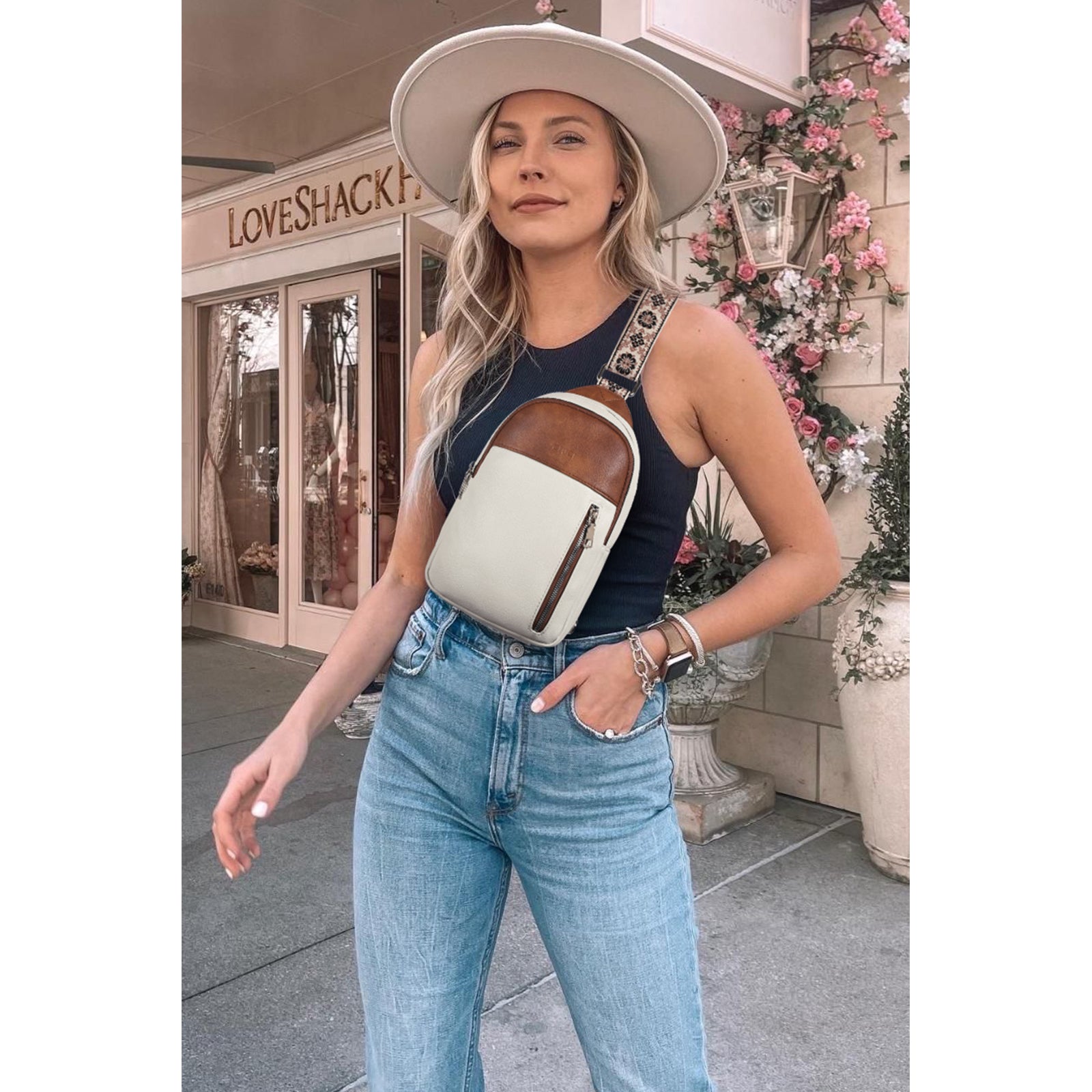 CLUCI Large Leather Fanny Packs Sling Bag for Women Crossbody Purse Trendy Chest Bag