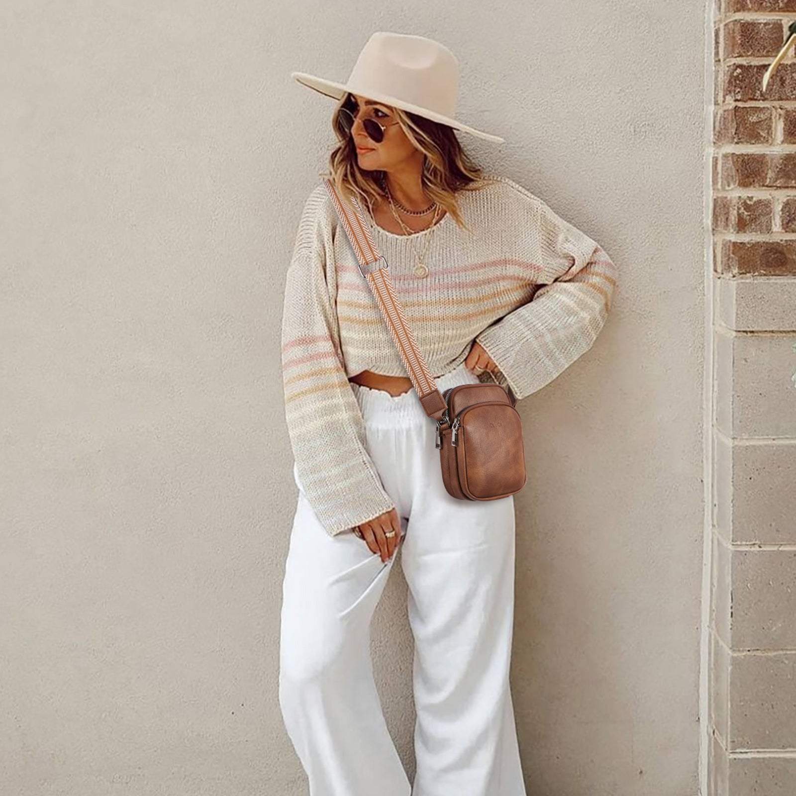 CLUCI Crossbody Bags for Women Small Vegan Leather Cell Phone Purse Shoulder Handbag Wallet with Adjustable Guitar Strap