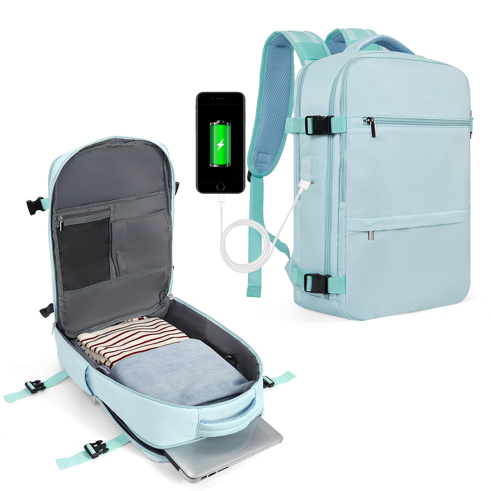 CLUCI Travel Backpack 15.6 Inch College Laptop Backpack with USB Charging Port,Carry on Backpack for Airplanes