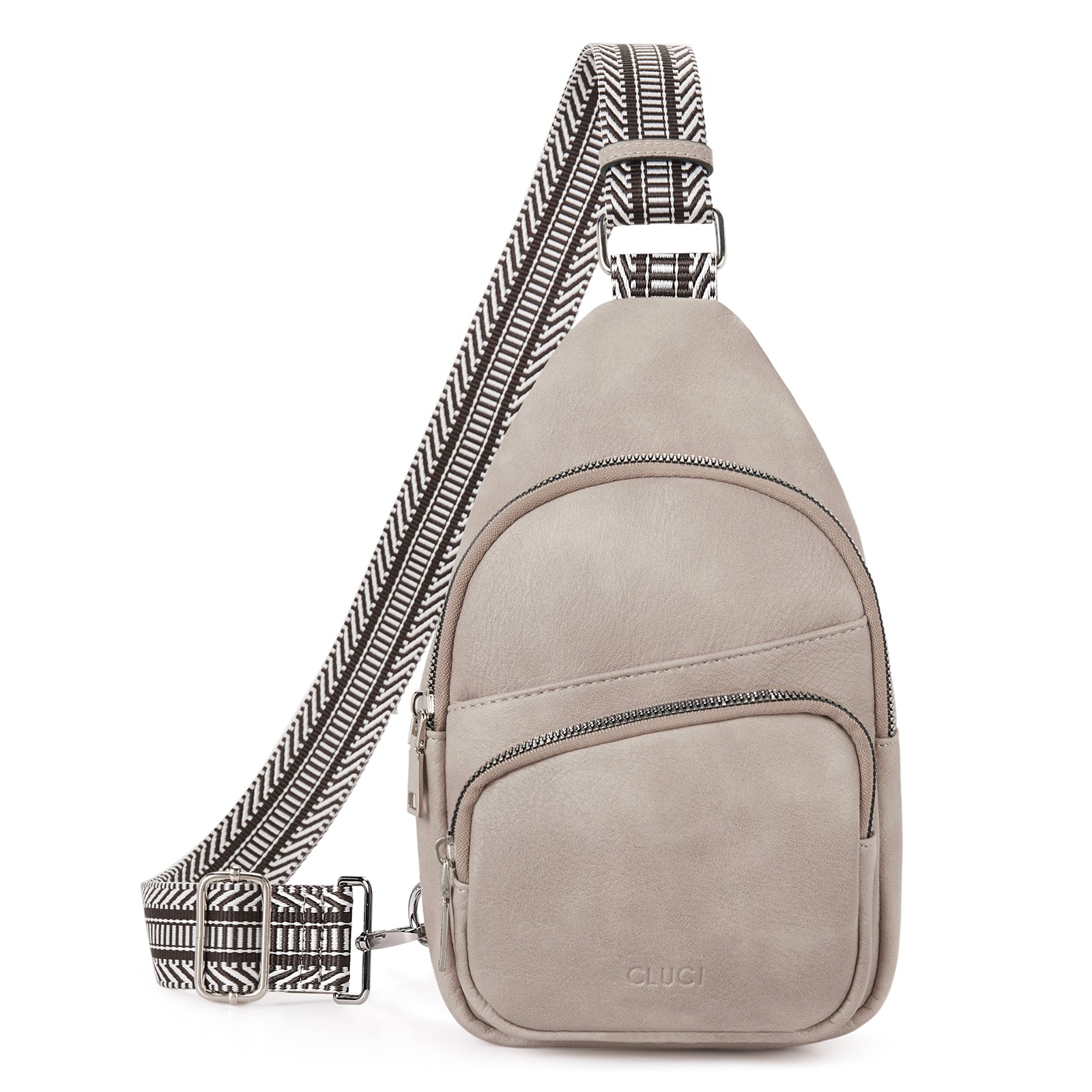 CLUCI Leather Sling Bag With Guitar Strap