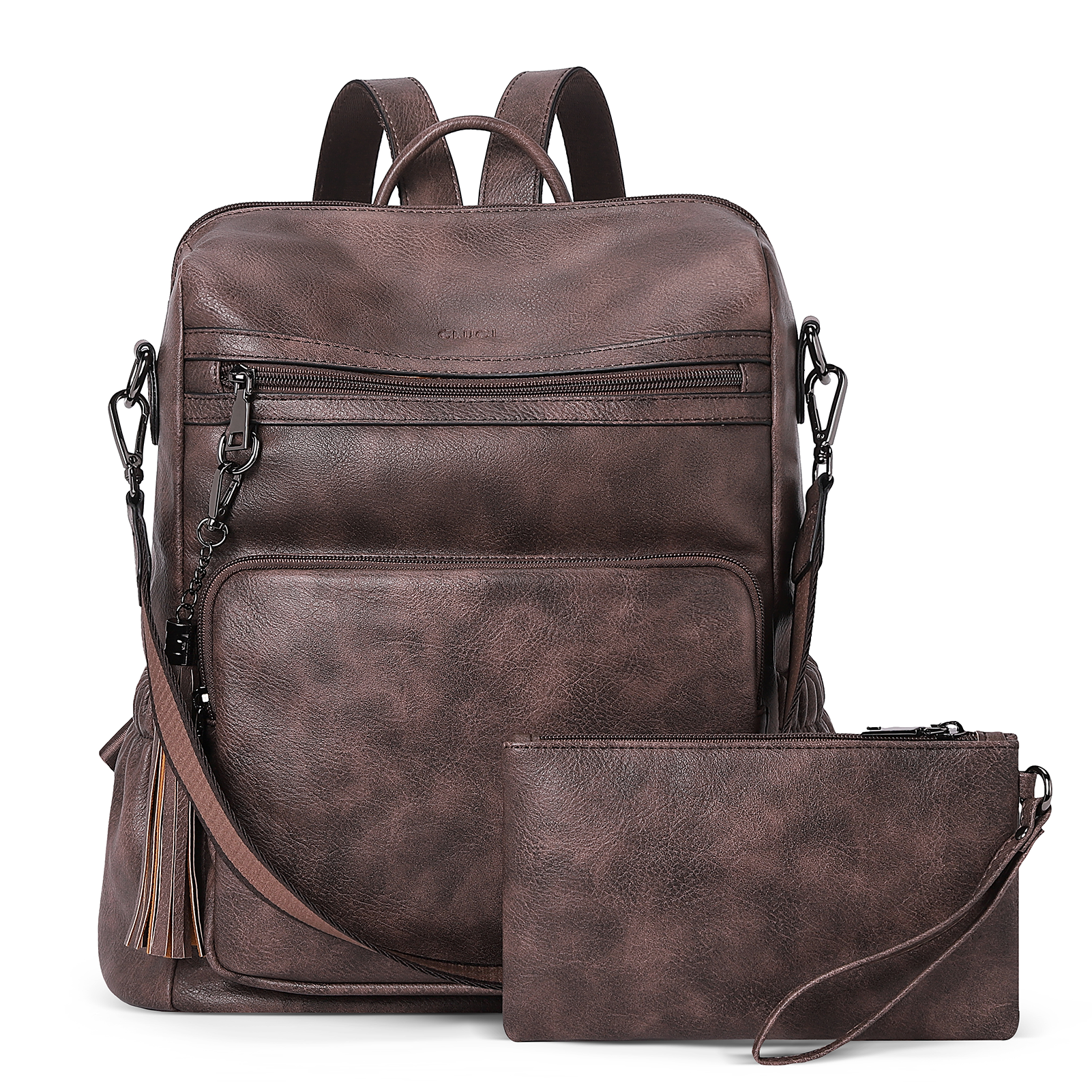 CLUCI Backpack Purse for Women Fashion Leather Designer Travel Large Ladies Shoulder Bags with Tassel