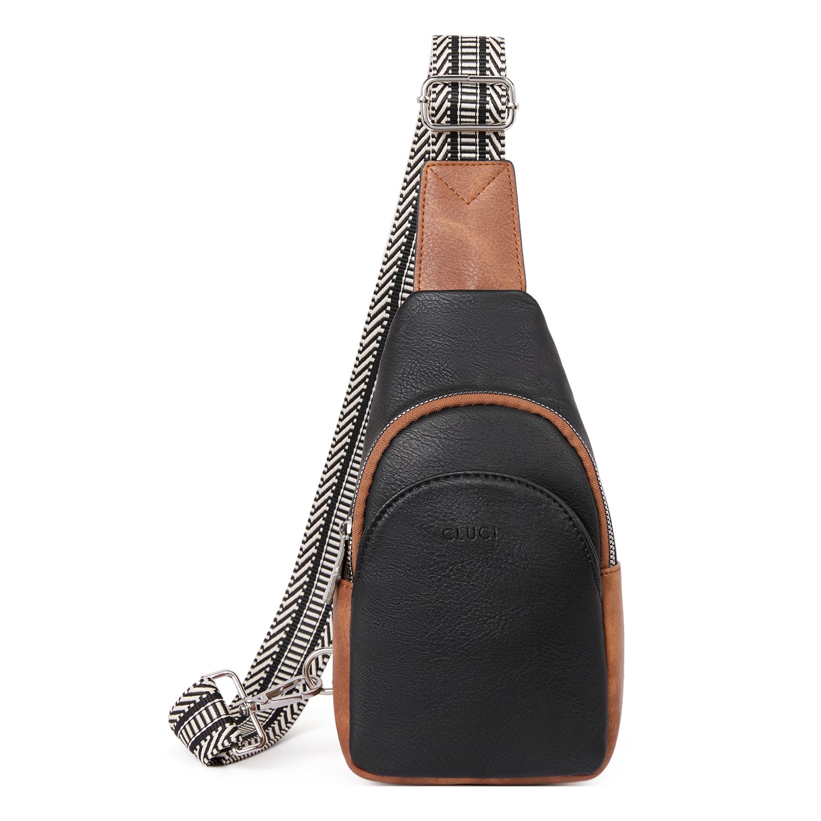 CLUCI Faux Leather Small Sling Bag Fashion Waist Packs with Guitar Strap for Women's Fanny Packs