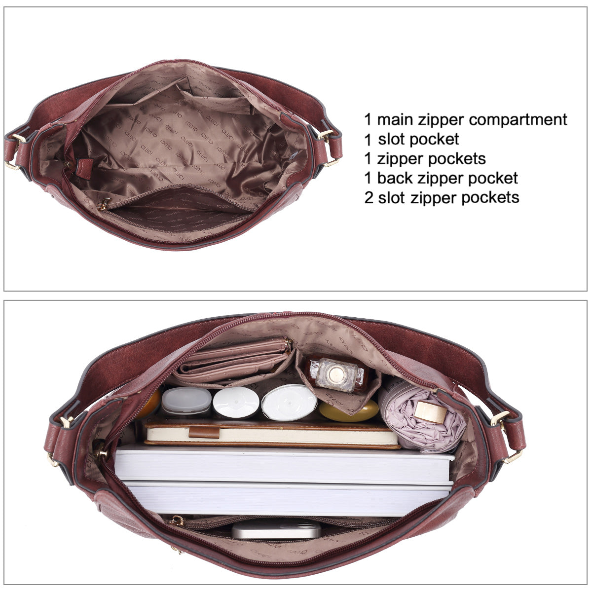 CLUCI Purses and Handbags for Women Leather Hobo Tote Fashion Ladies Crossbody Large Bucket Shoulder Bag