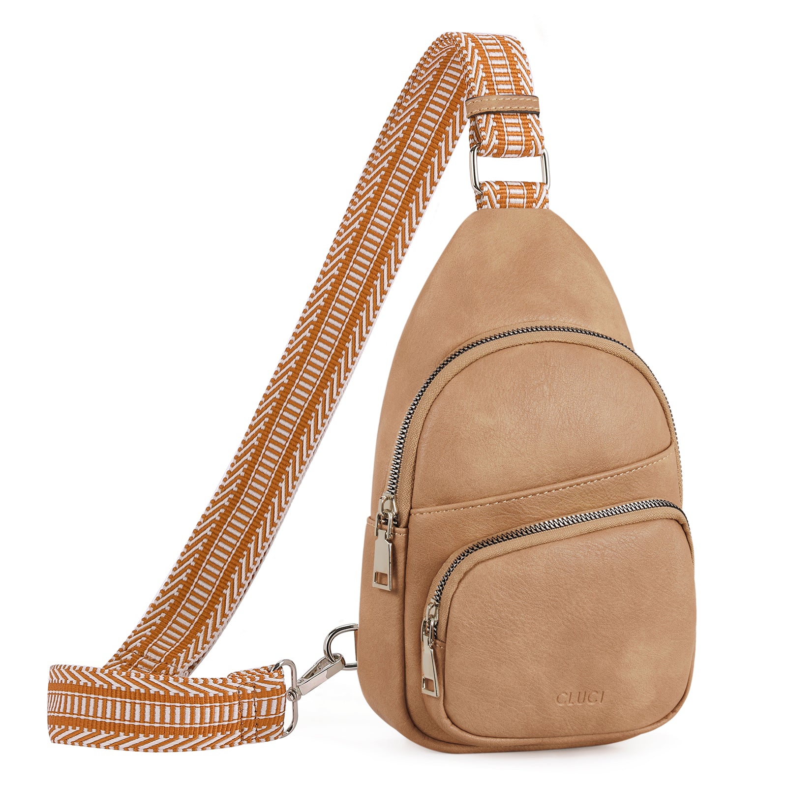 CLUCI Leather Sling Bag With Guitar Strap