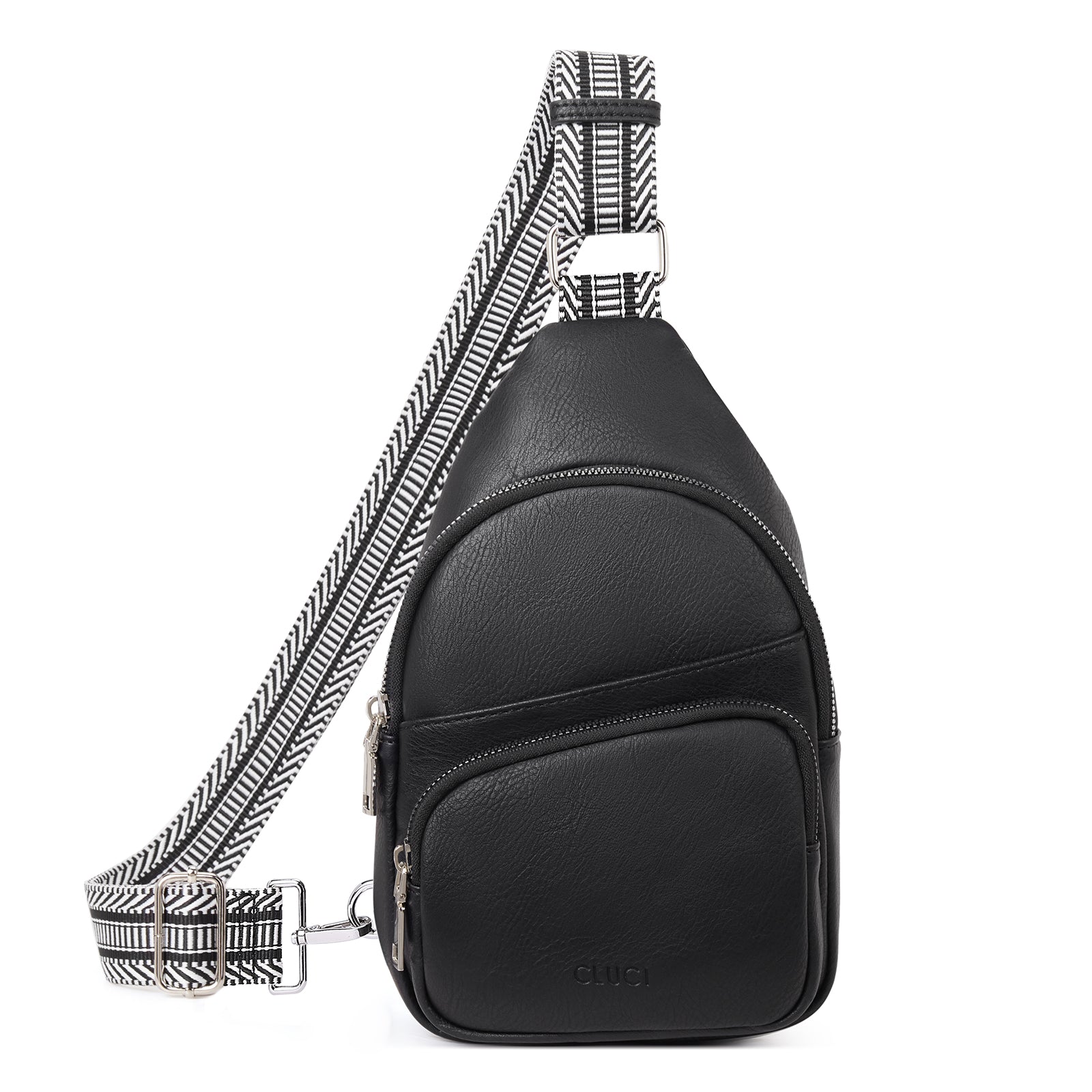 CLUCI Leather Sling Bag With Guitar Strap