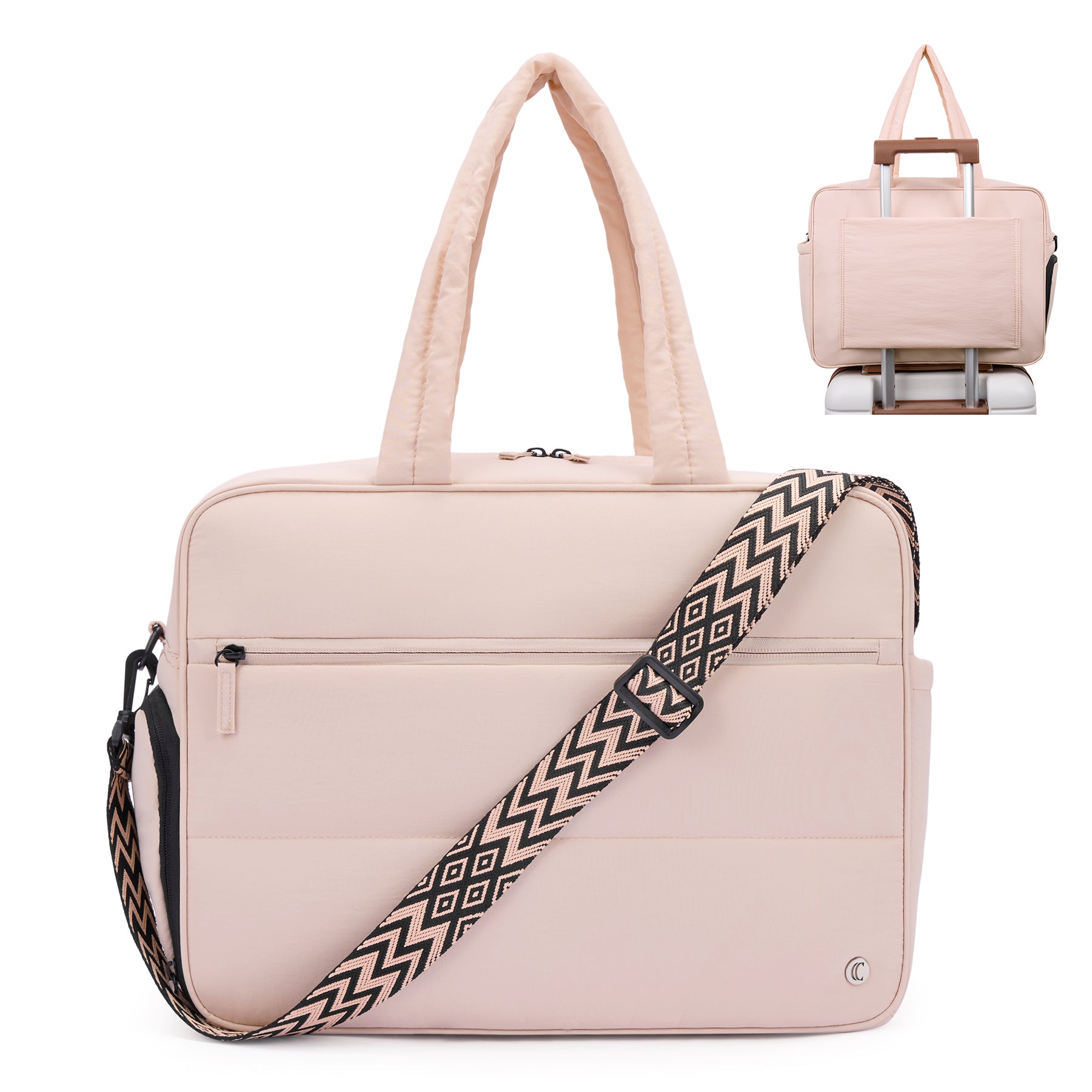 CLUCI Weekender Travel Bag for Women Puffer Tote Bag Carry On Duffle Overnight Bags with Shoe Compartment Black