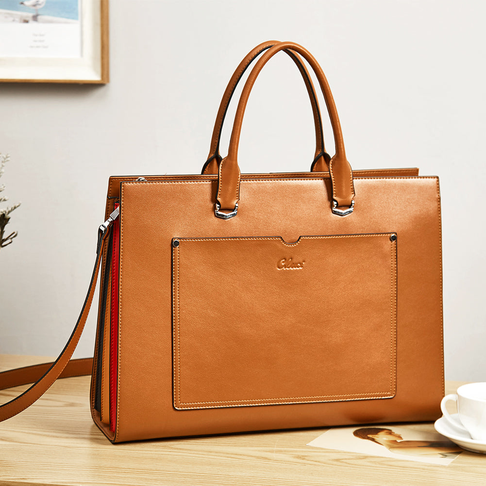 Lauren Refined Leather Briefcase For Women For Daily Use