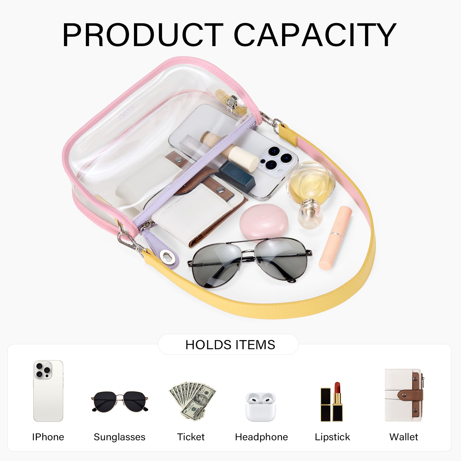 CLUCI Clear Purse Crossbody Bags for Concerts Sports Events Festivals