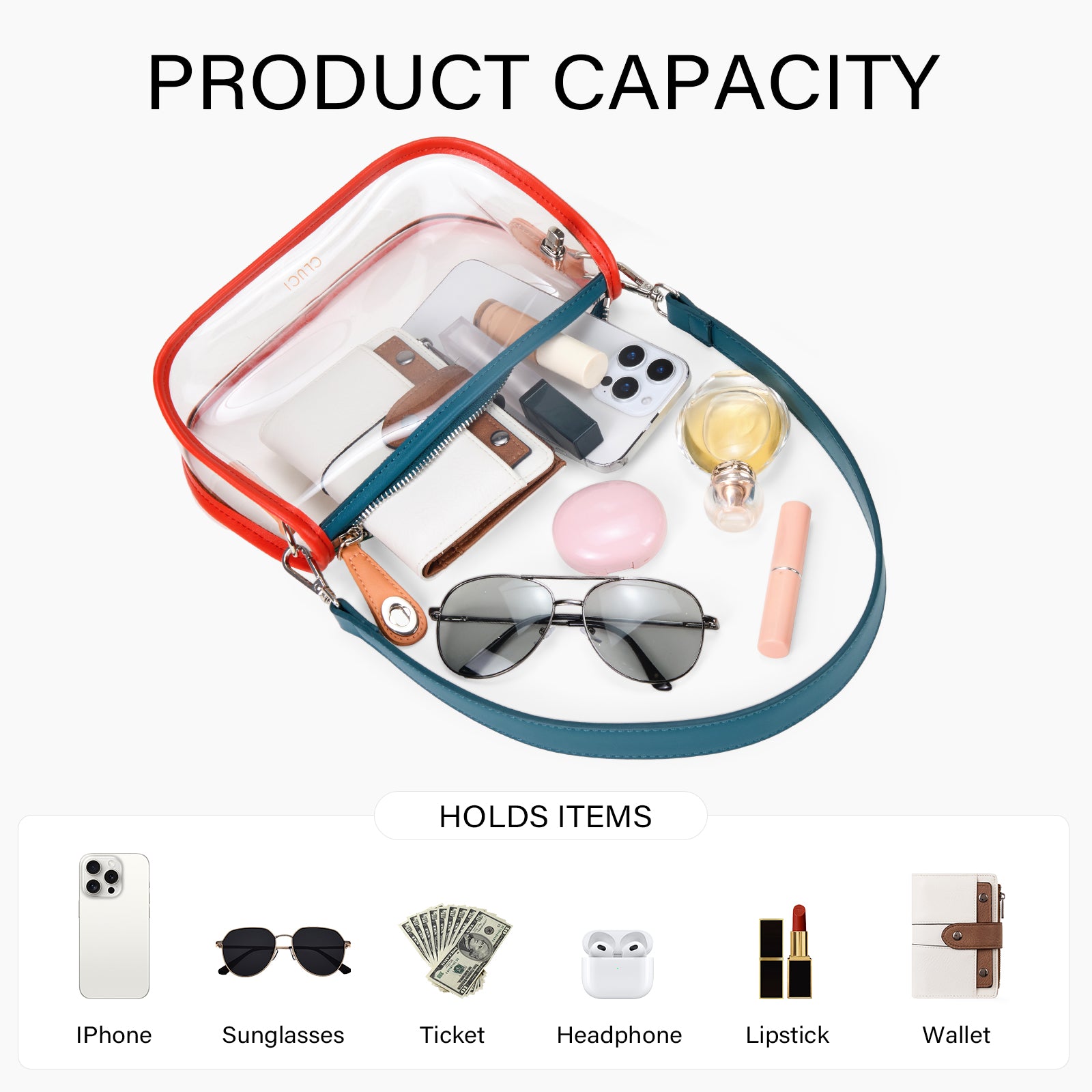 CLUCI Clear Purse Crossbody Bags for Concerts Sports Events Festivals