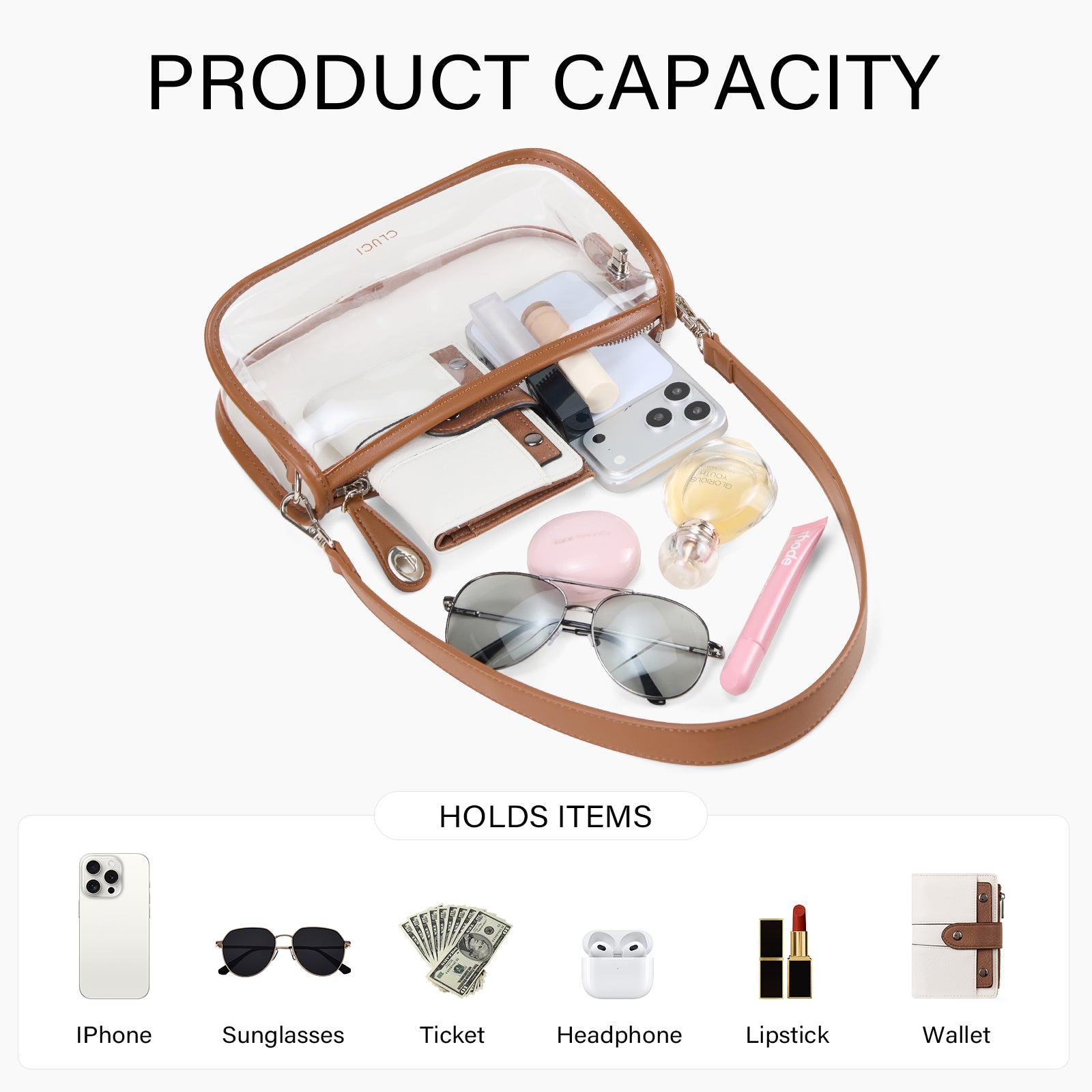 CLUCI Clear Purse Crossbody Bags for Concerts Sports Events Festivals