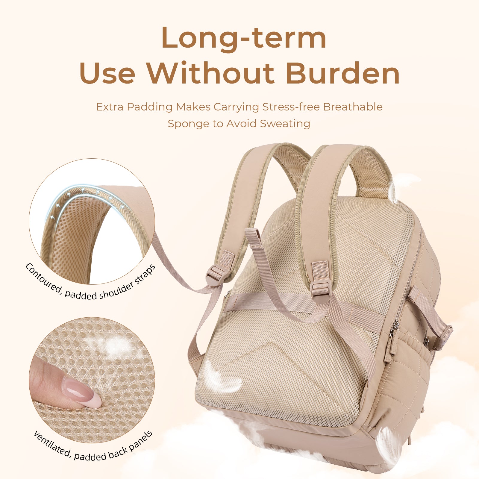 CLUCI 17.3'' Puffer Quilted Laptop Backpack for Women