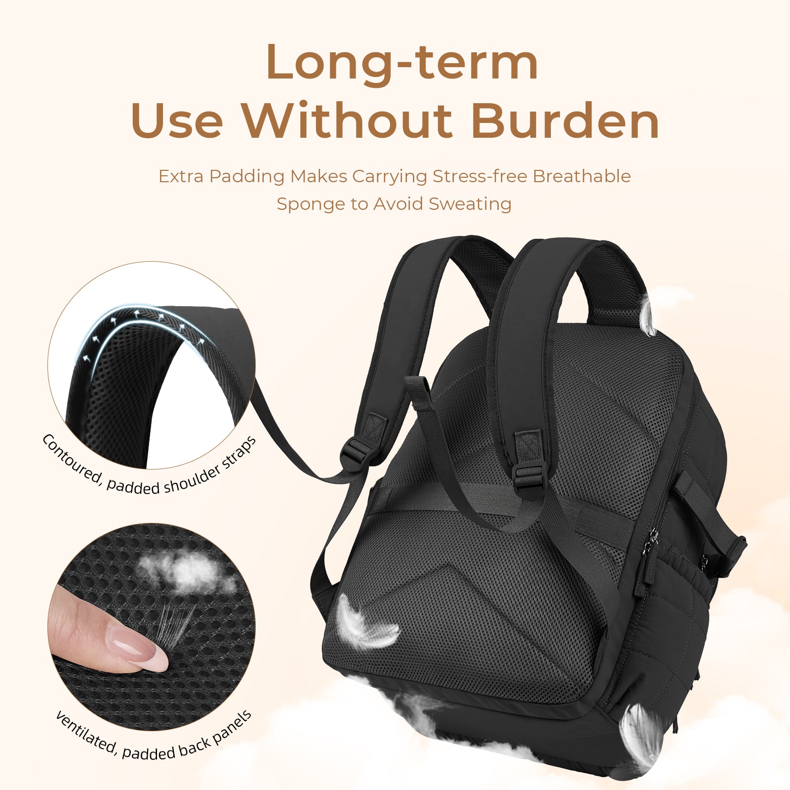 CLUCI 17.3'' Puffer Quilted Laptop Backpack for Women