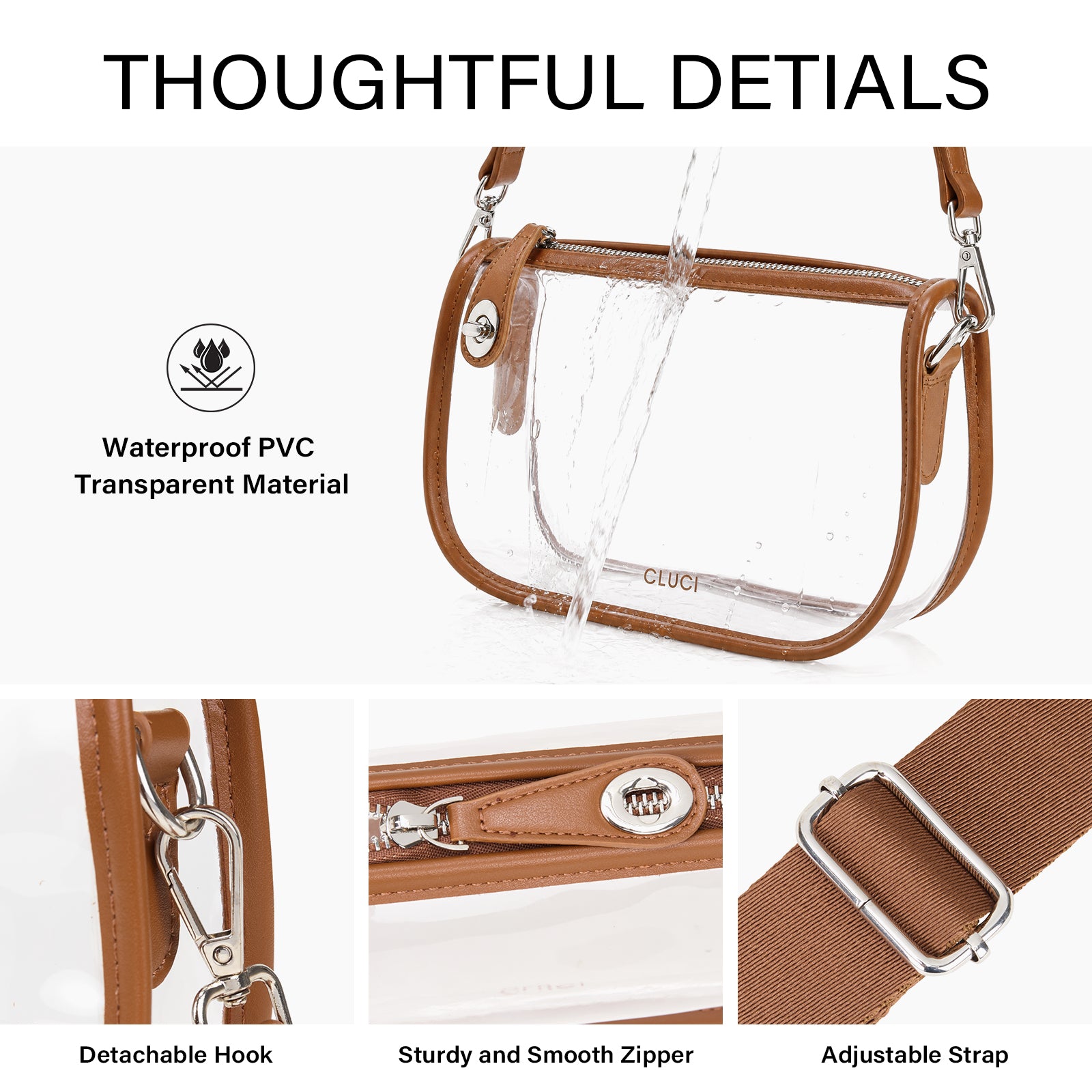 CLUCI Clear Purse Crossbody Bags for Concerts Sports Events Festivals