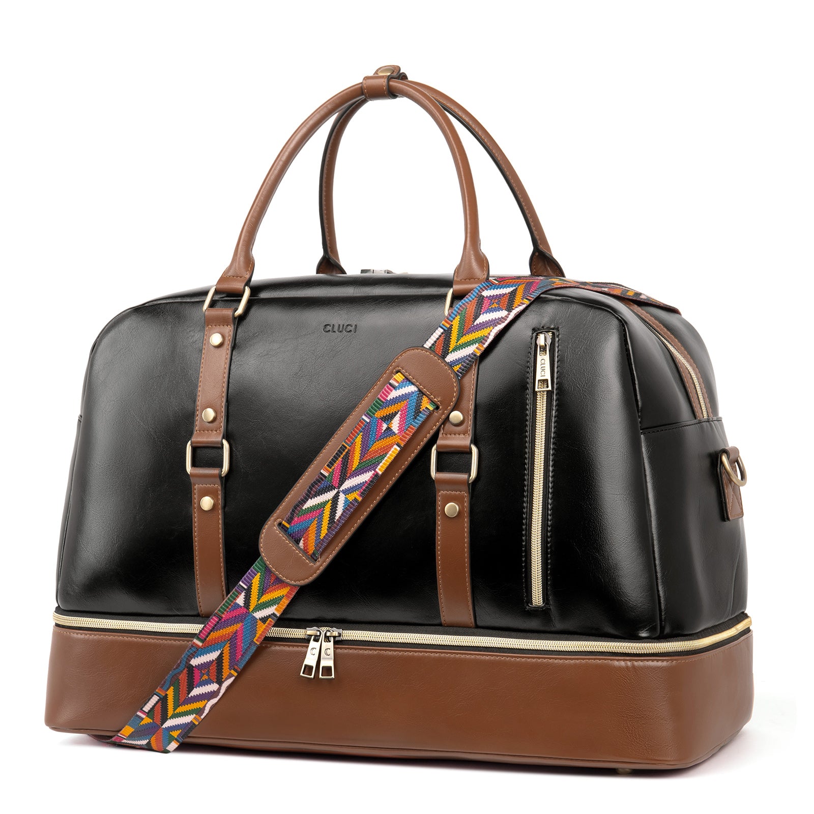 CLUCI Weekender Bag for Women Leather Overnight Carry on Travel Duffel Bags with Shoe Compartment