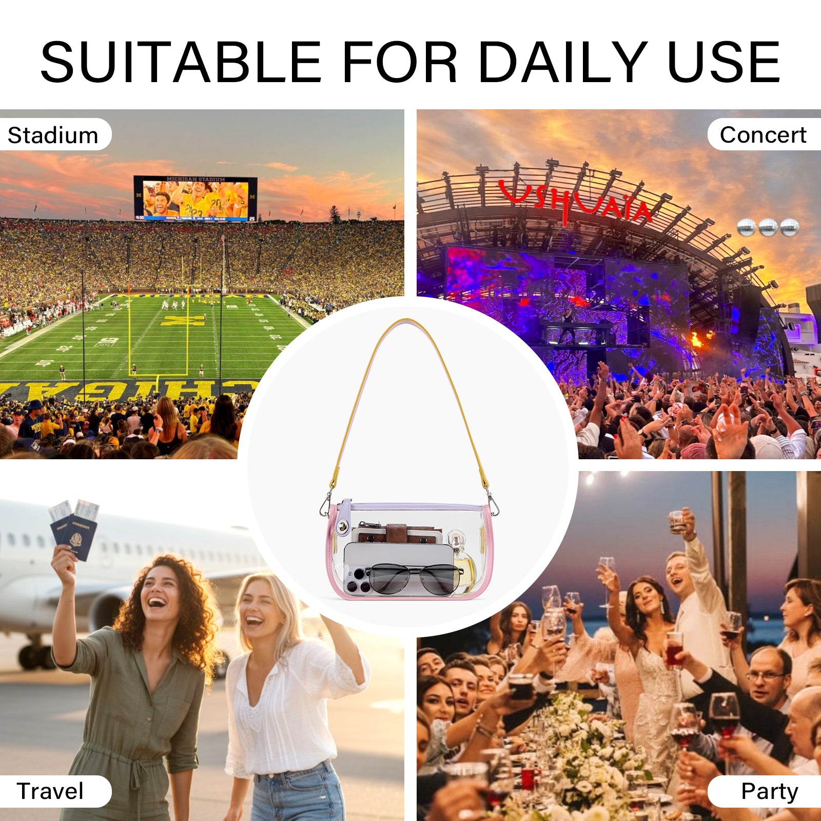 CLUCI Clear Purse Crossbody Bags for Concerts Sports Events Festivals