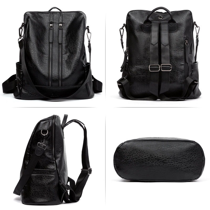 Greene Vegan Soft Leather Backpack Leather Purse For Work And Study | Two-Toned