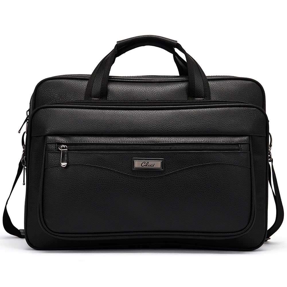 Cluci Leather Briefcase For Men Large Capacity 15.6 Inch Laptop Business Travel Shoulder Bag