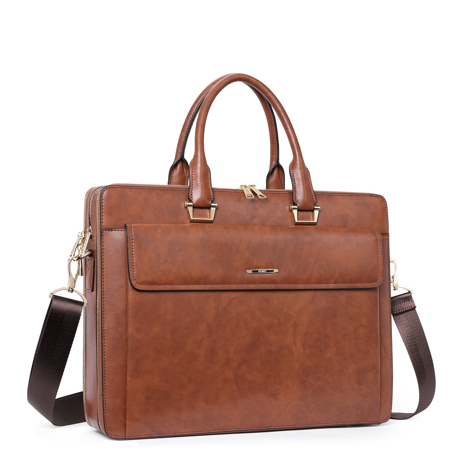 Davison Womens Slim Leather Briefcase  Carry 15.6 Inch Laptop