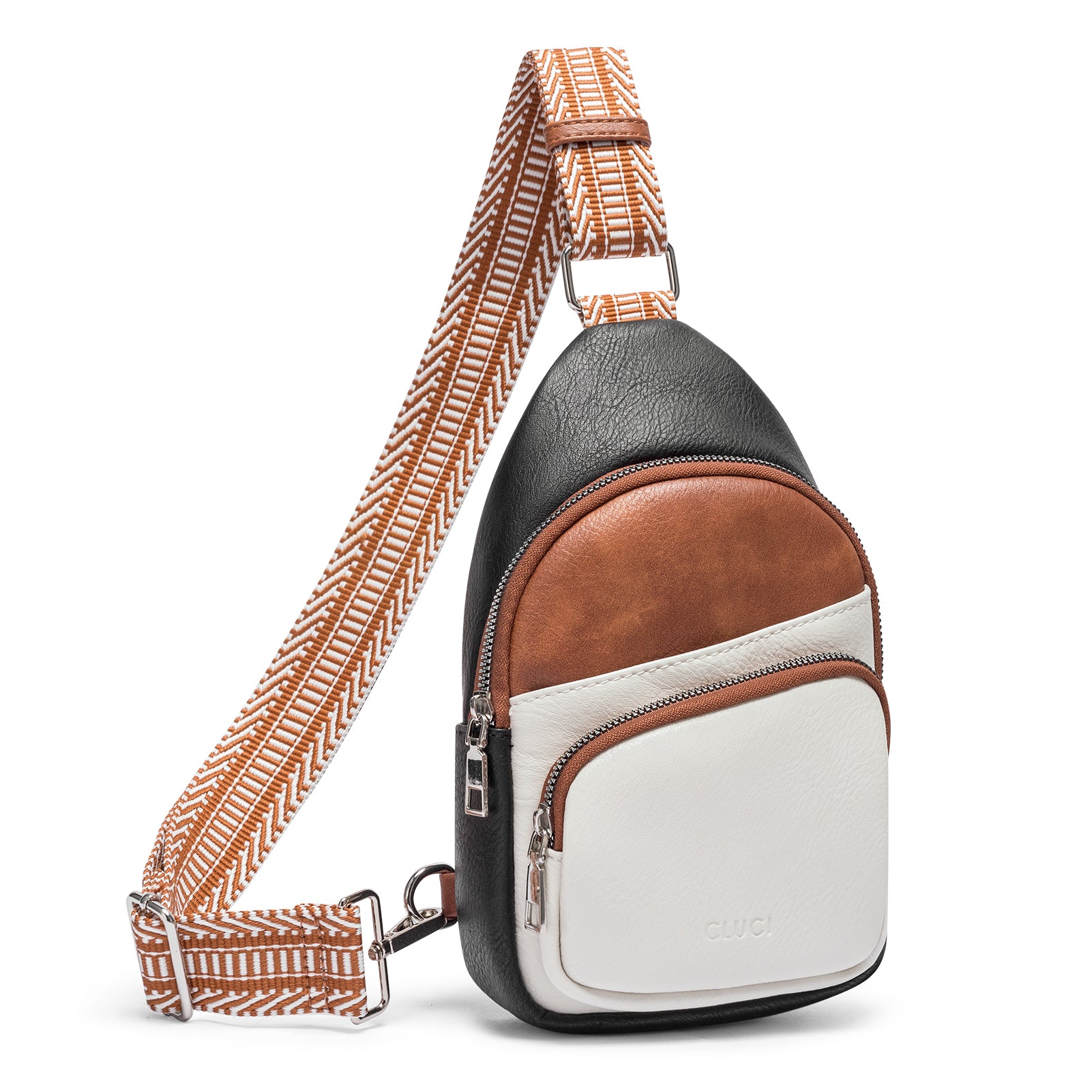 CLUCI Leather Sling Bag With Guitar Strap