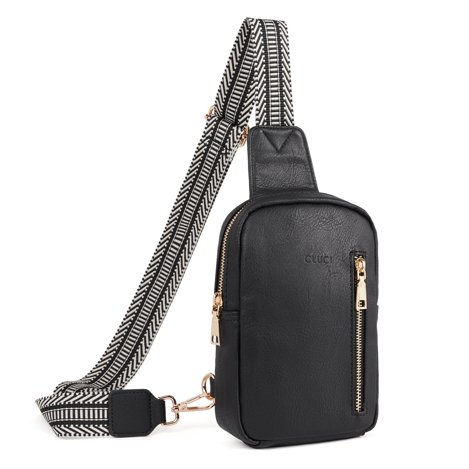 CLUCI Small Vegan Leather Sling Bag for Women Crossbody Chest Bags Trendy