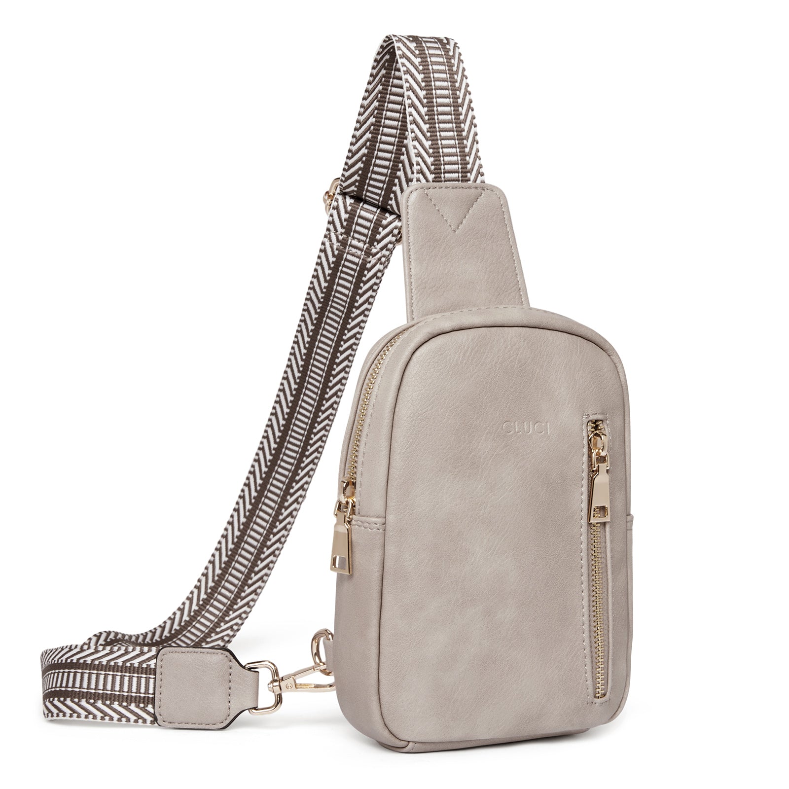 CLUCI Small Vegan Leather Sling Bag for Women Crossbody Chest Bags Trendy