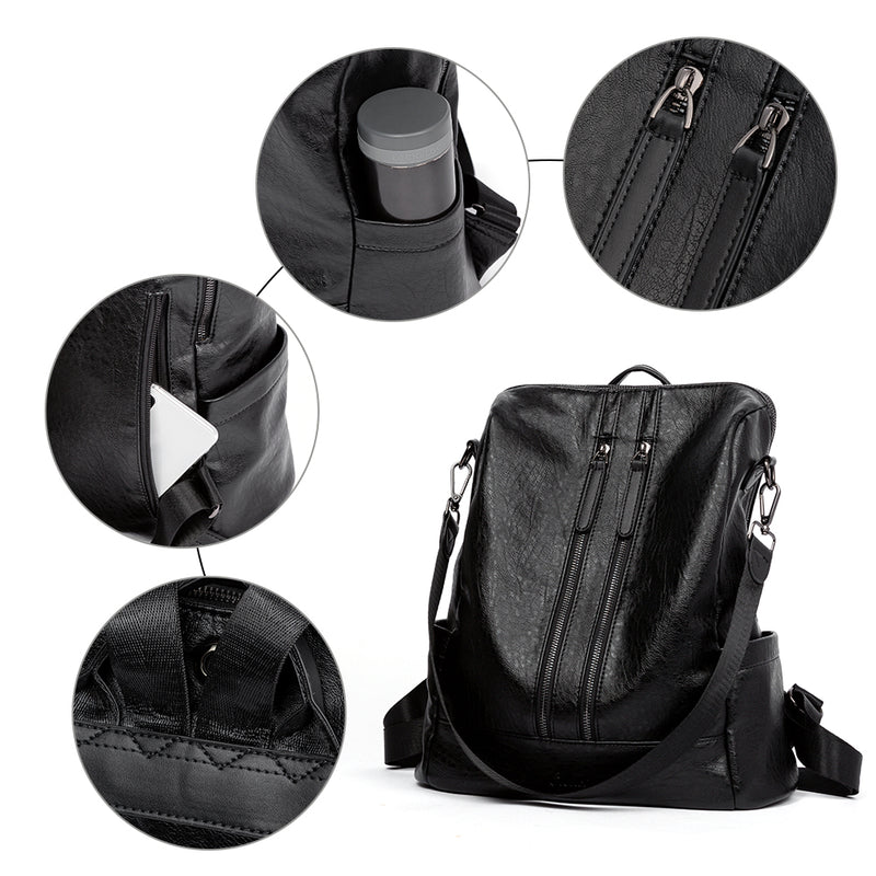 Greene Vegan Soft Leather Backpack Leather Purse For Work And Study | Two-Toned