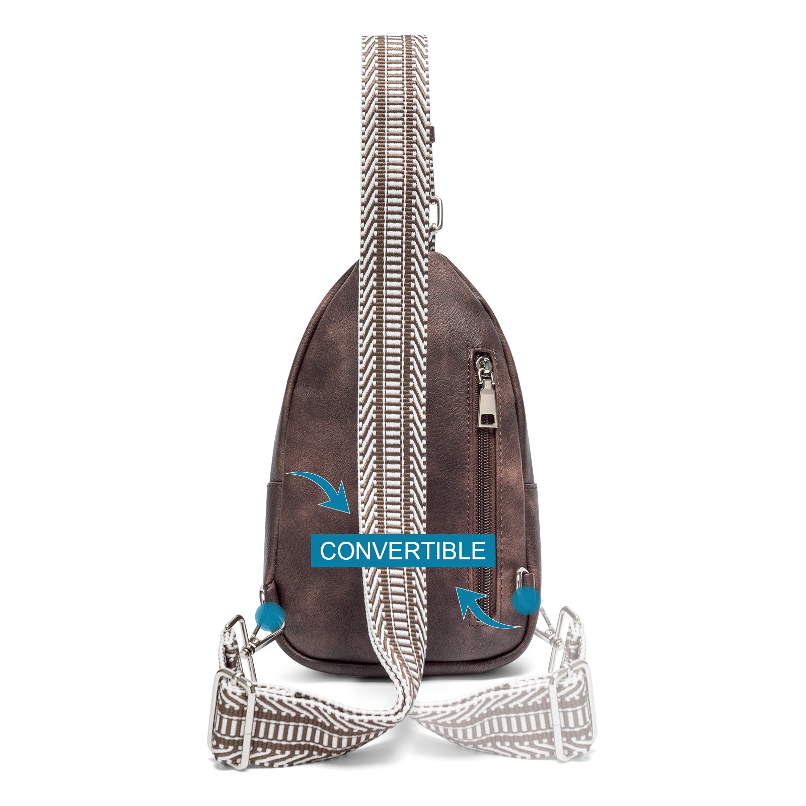 CLUCI Leather Sling Bag With Guitar Strap