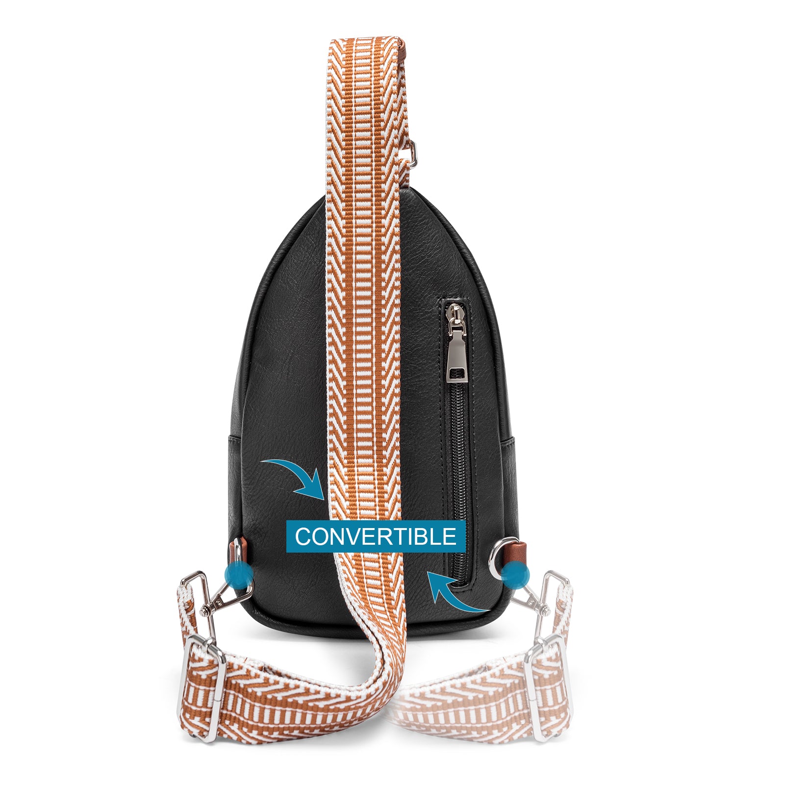 CLUCI Leather Sling Bag With Guitar Strap