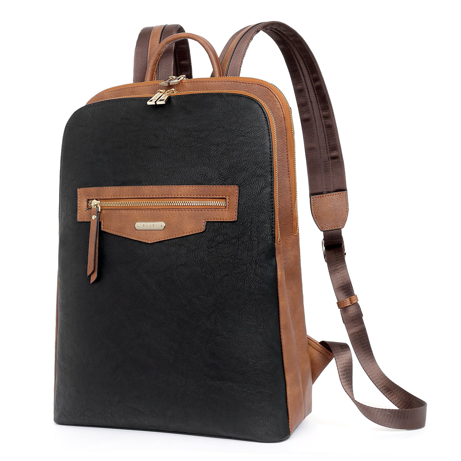 CLUCI Leather Laptop Backpack for Women 15.6 inch Computer Bag Travel Business Daypack