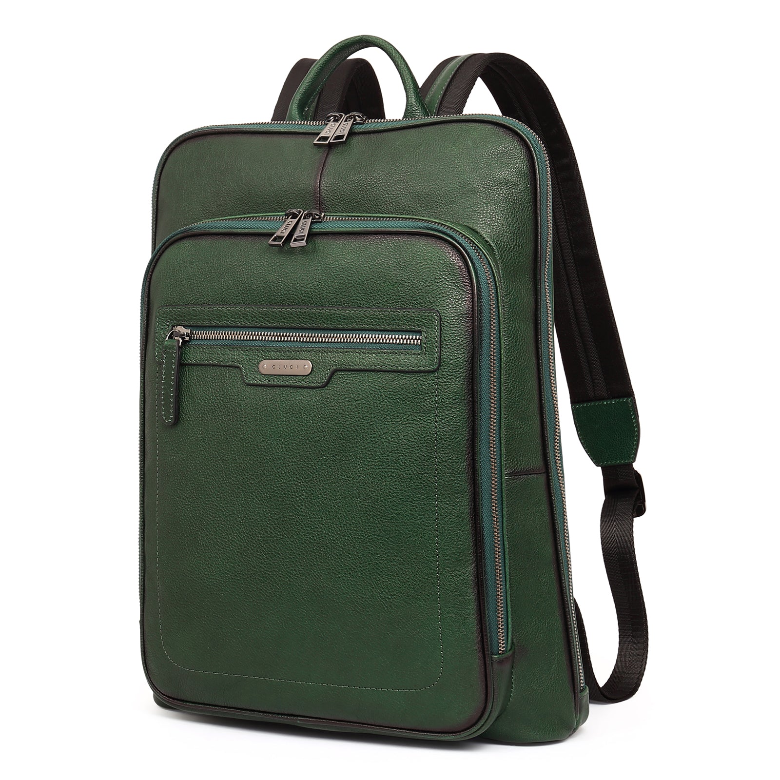CLUCI Women Laptop Backpack Purse Vegetable Tanned Full Grain Leather 15.6 inch Computer Bag Business Casual Travel Daypack