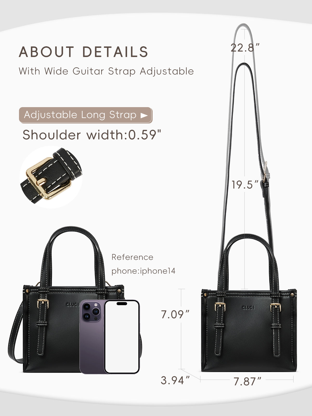 CLUCI Leather Tote Bag for Women with Adjustable Shoulder Strap