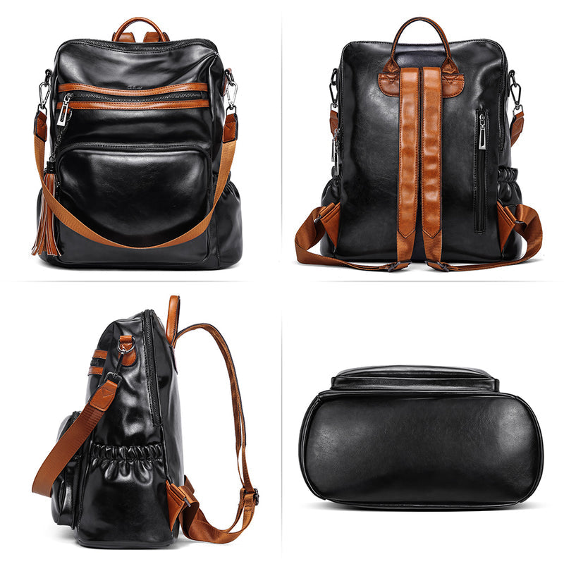 Greene Women's Leather Backpack Purse For Commuting | Two-Toned Vintage