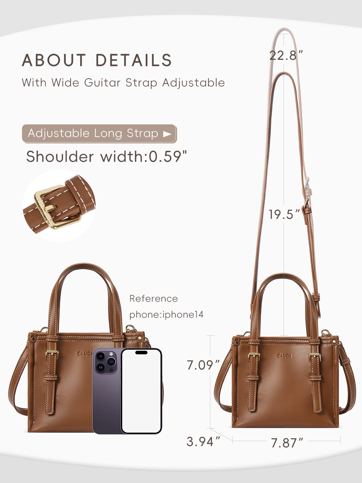 CLUCI Leather Tote Bag for Women with Adjustable Shoulder Strap