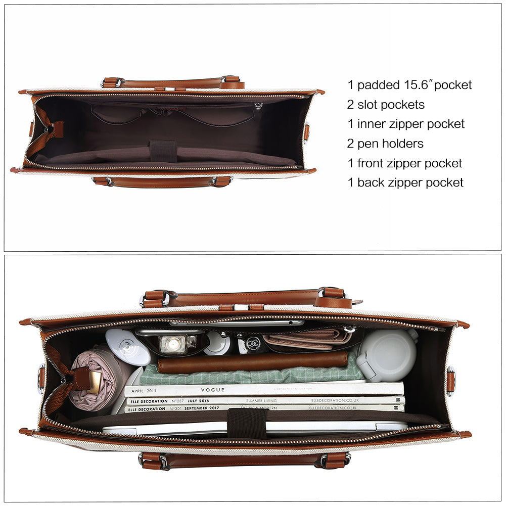 Lauren Ladies Wax Leather Briefcase Purse Laptop Bag