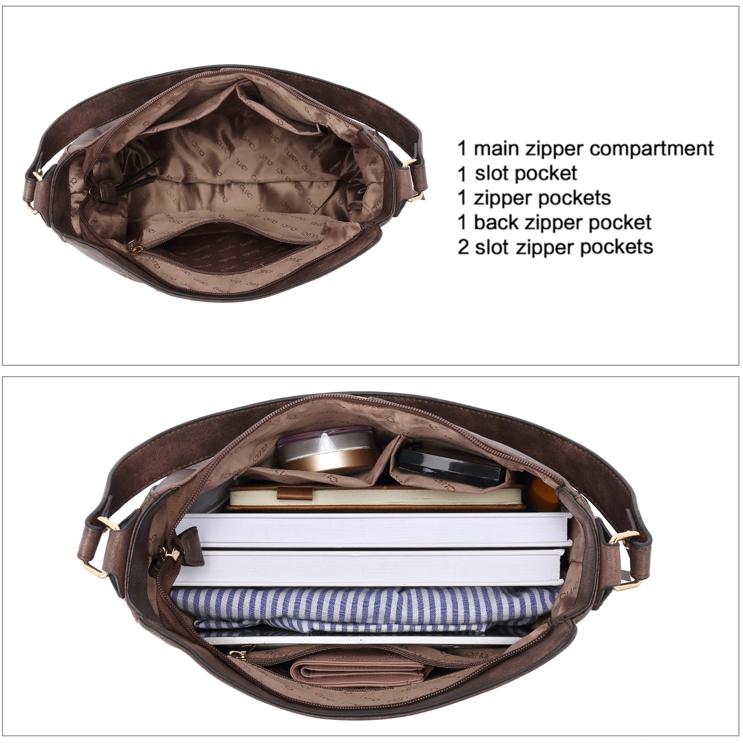 CLUCI Purses and Handbags for Women Leather Hobo Tote Fashion Ladies Crossbody Large Bucket Shoulder Bag