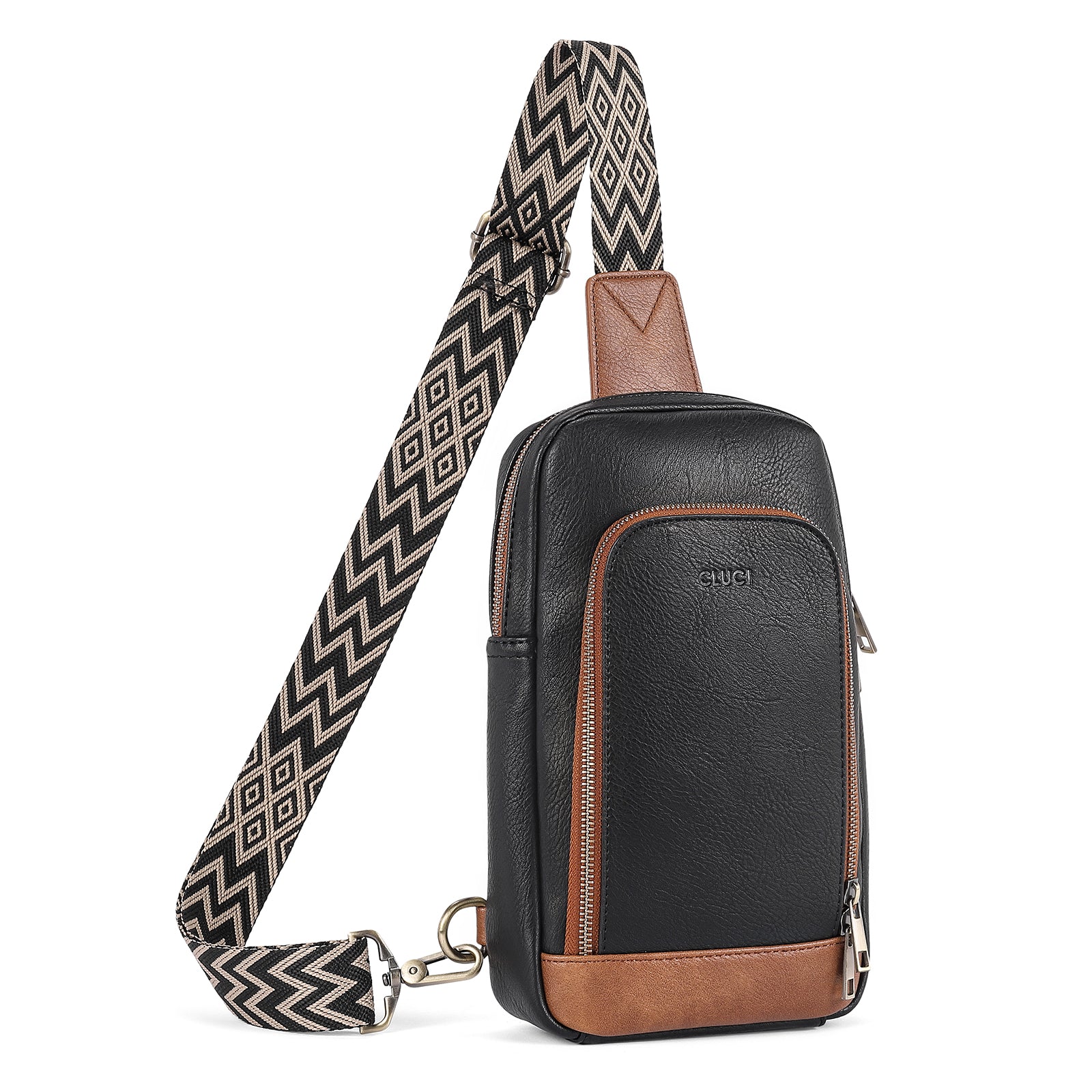crossbody sling bag for ladies travel CLUCI Large PU Leather Crossbody Sling Bag for Women Travel Hiking Cycling