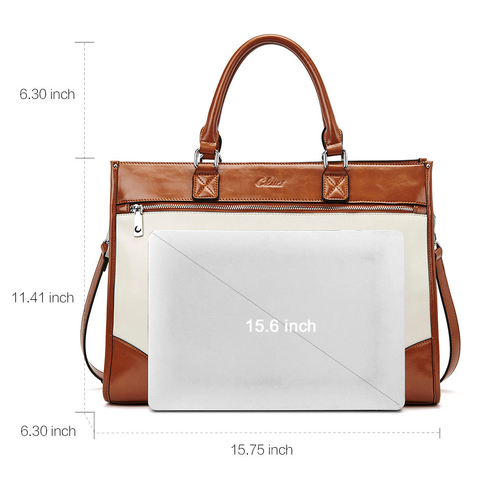 Lauren Ladies Wax Leather Briefcase Purse Laptop Bag