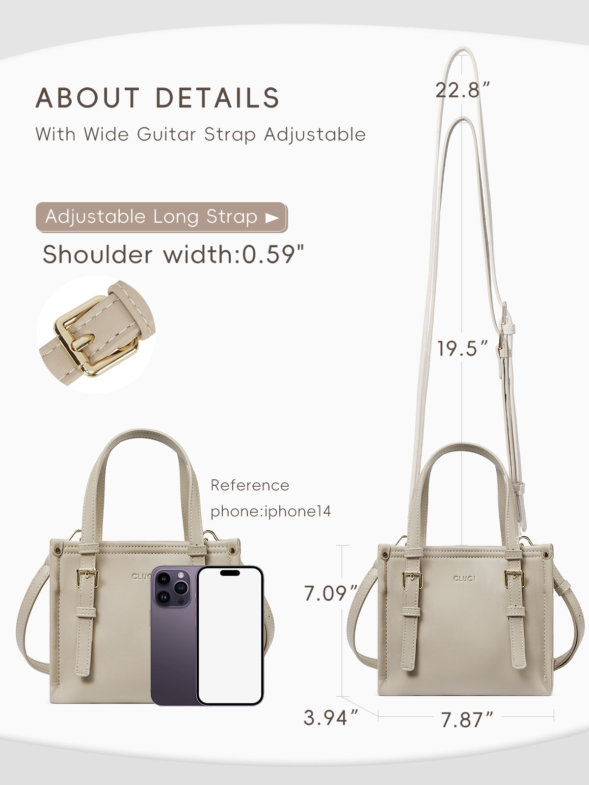 CLUCI Leather Tote Bag for Women with Adjustable Shoulder Strap