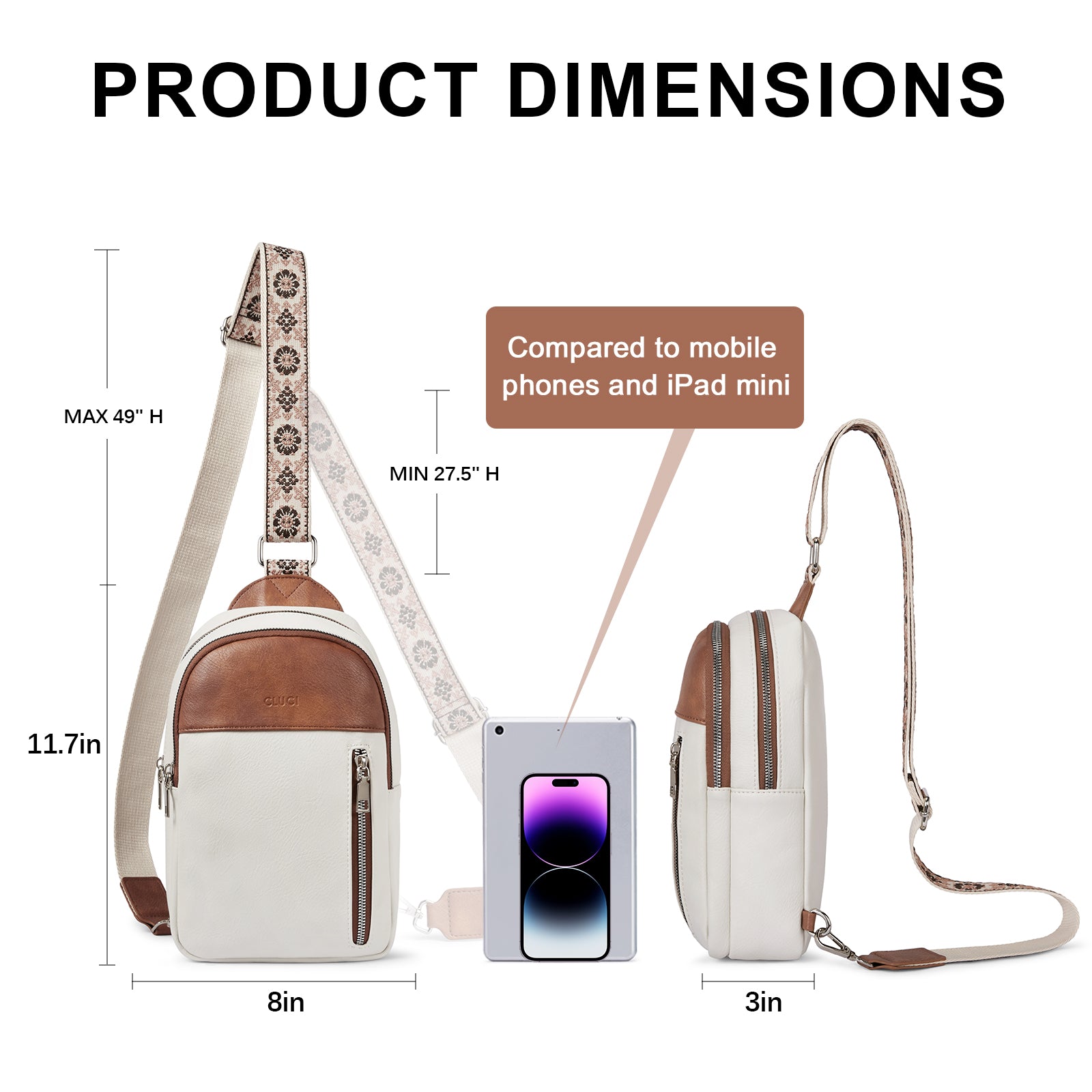 CLUCI Large Leather Fanny Packs Sling Bag for Women Crossbody Purse Trendy Chest Bag